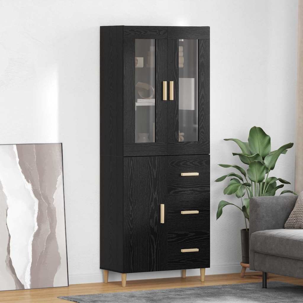 Credenza Rovere Nero 34,5 x 34 x 180 cm Legno multistrato
