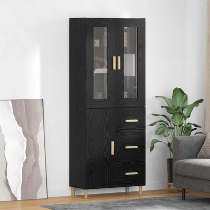 Credenza Rovere Nero 34,5 x 34 x 180 cm Legno multistrato