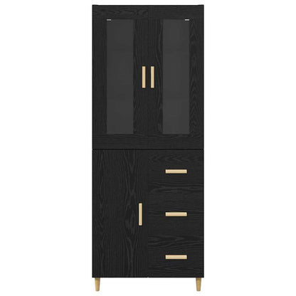 Credenza Rovere Nero 34,5 x 34 x 180 cm Legno multistrato