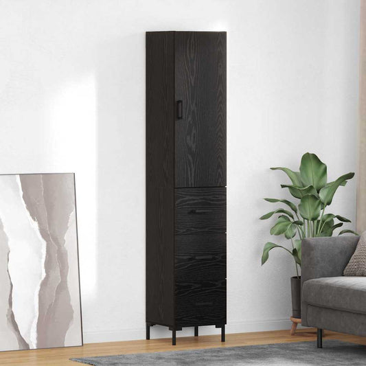 Credenza Rovere Nero 34,5 x 34 x 180 cm Legno multistrato