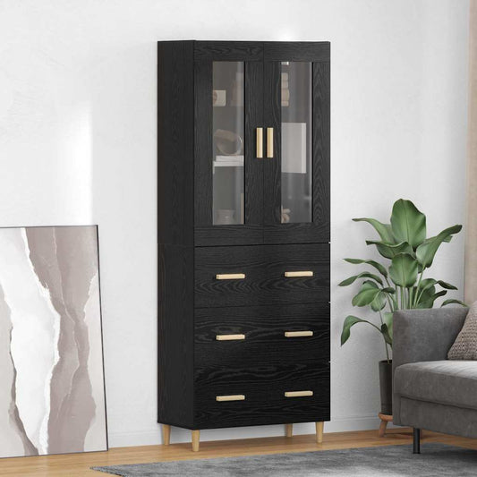 Credenza con cassetto Rovere Nero 69,5 x 34 x 180 cm