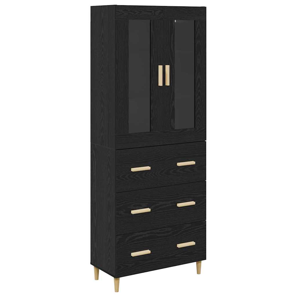 Credenza con cassetto Rovere Nero 69,5 x 34 x 180 cm