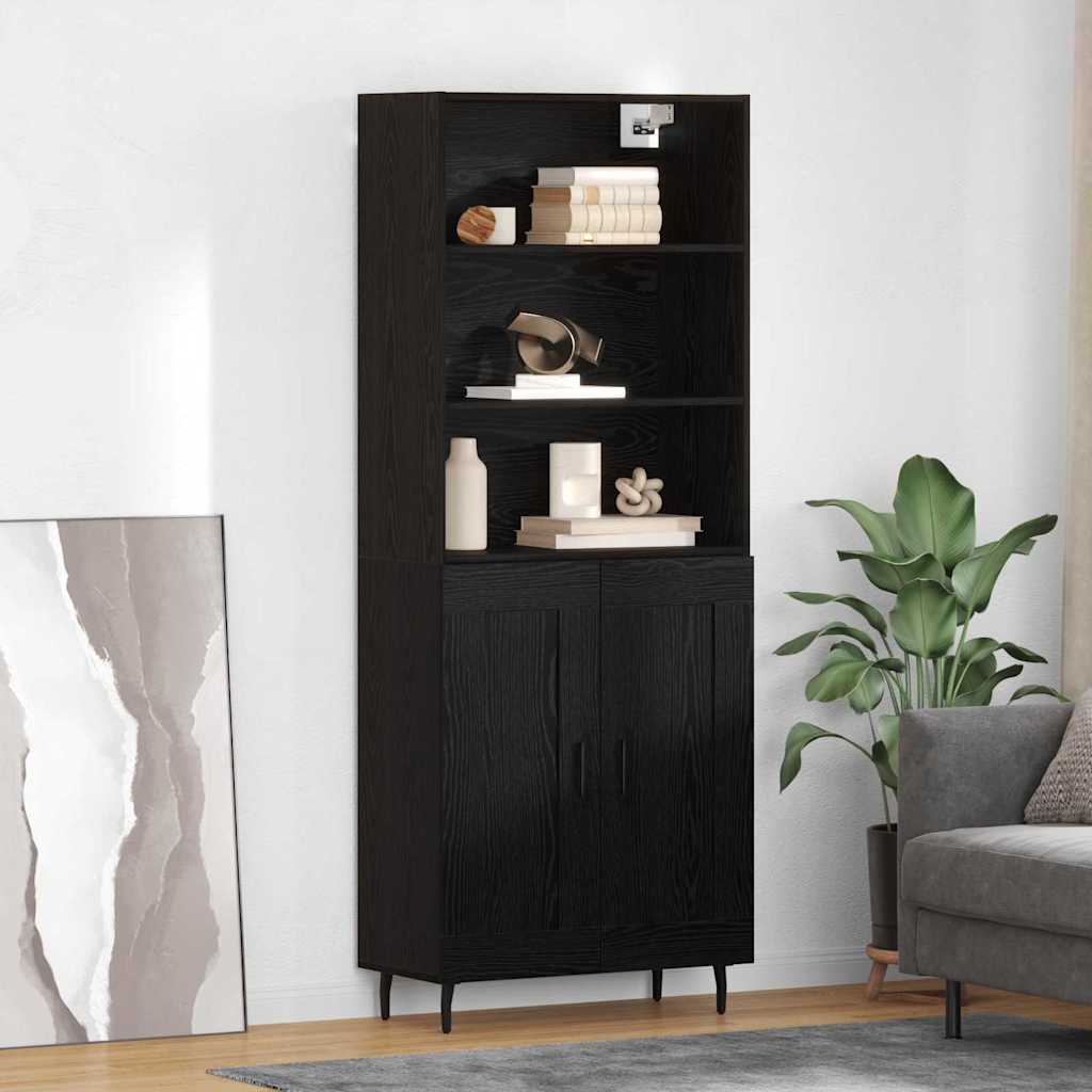 Credenza Rovere Nero 69,5 x 34 x 180 cm