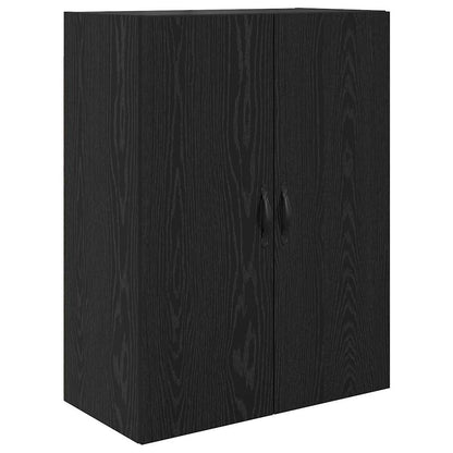 Credenza 2 pcs Rovere Nero Legno ingegnerizzato e vetro
