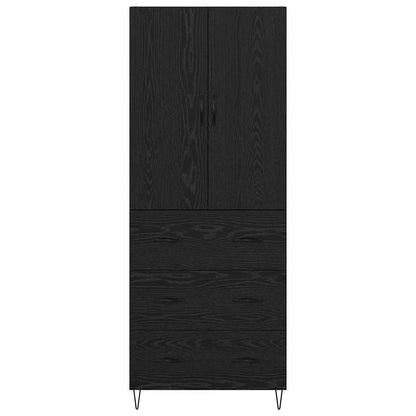 Credenza 2 pcs Rovere Nero Legno ingegnerizzato e vetro