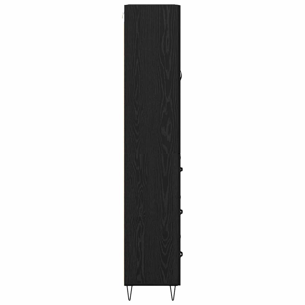 Credenza 2 pcs Rovere Nero Legno ingegnerizzato e vetro