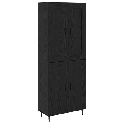 Credenza 2 pcs Rovere Nero Legno Stratificato e Vetro