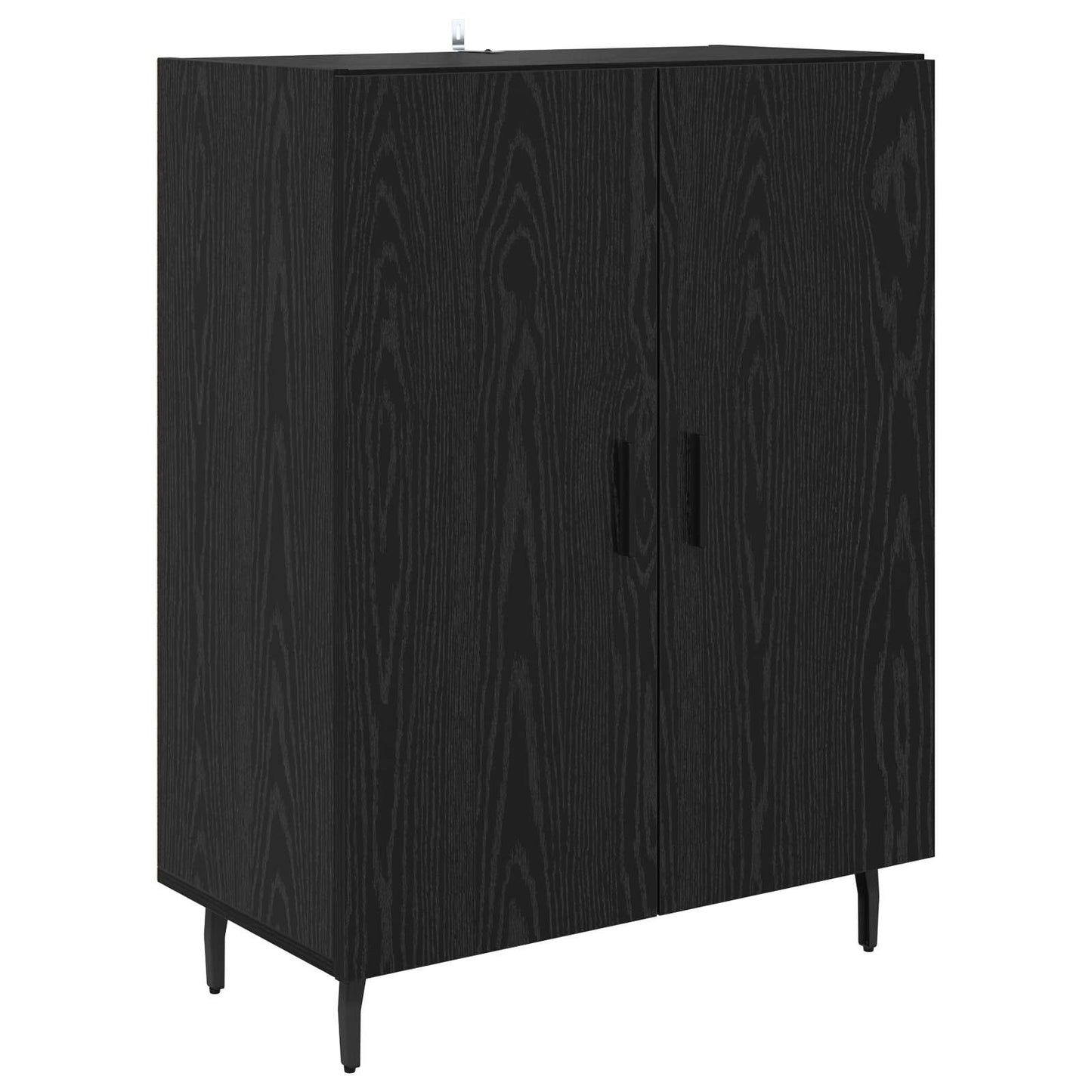 Credenza 2 pcs Rovere Nero Legno Stratificato e Vetro