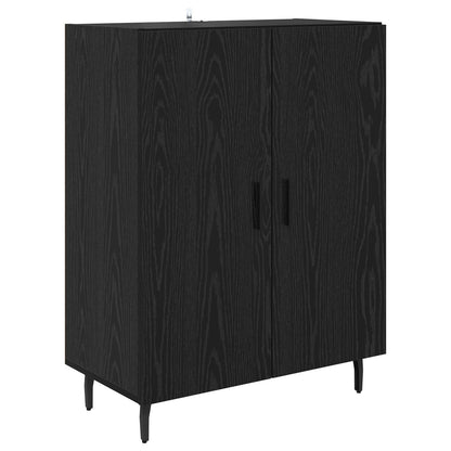 Credenza 2 pcs Rovere Nero Legno Stratificato e Vetro