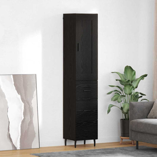 Credenza Rovere Nero 34,5 x 34 x 180 cm Legno multistrato
