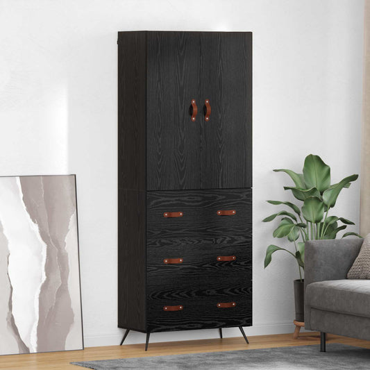 Credenza Rovere Nero 69,5 x 34 x 180 cm Legno multistrato
