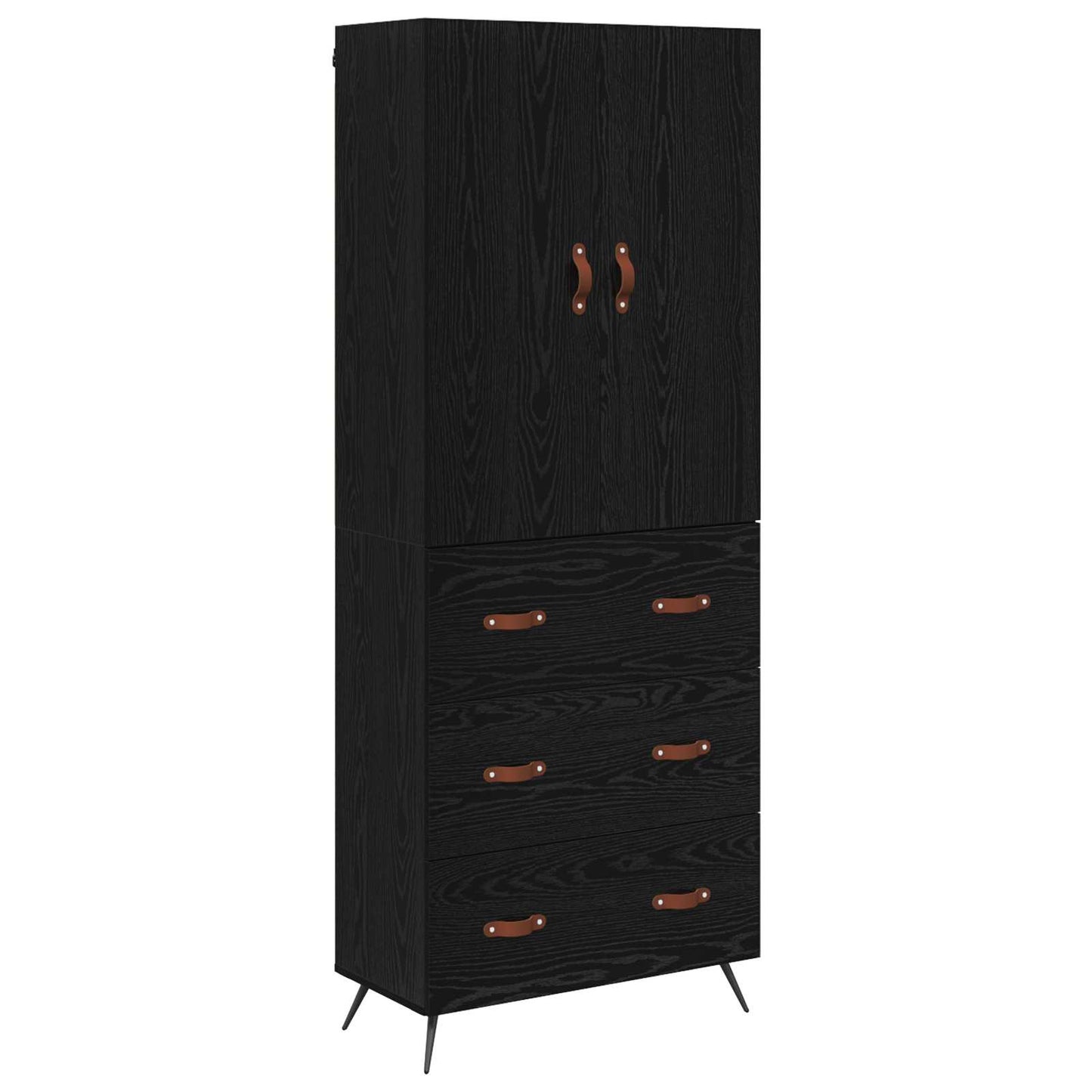 Credenza Rovere Nero 69,5 x 34 x 180 cm Legno multistrato