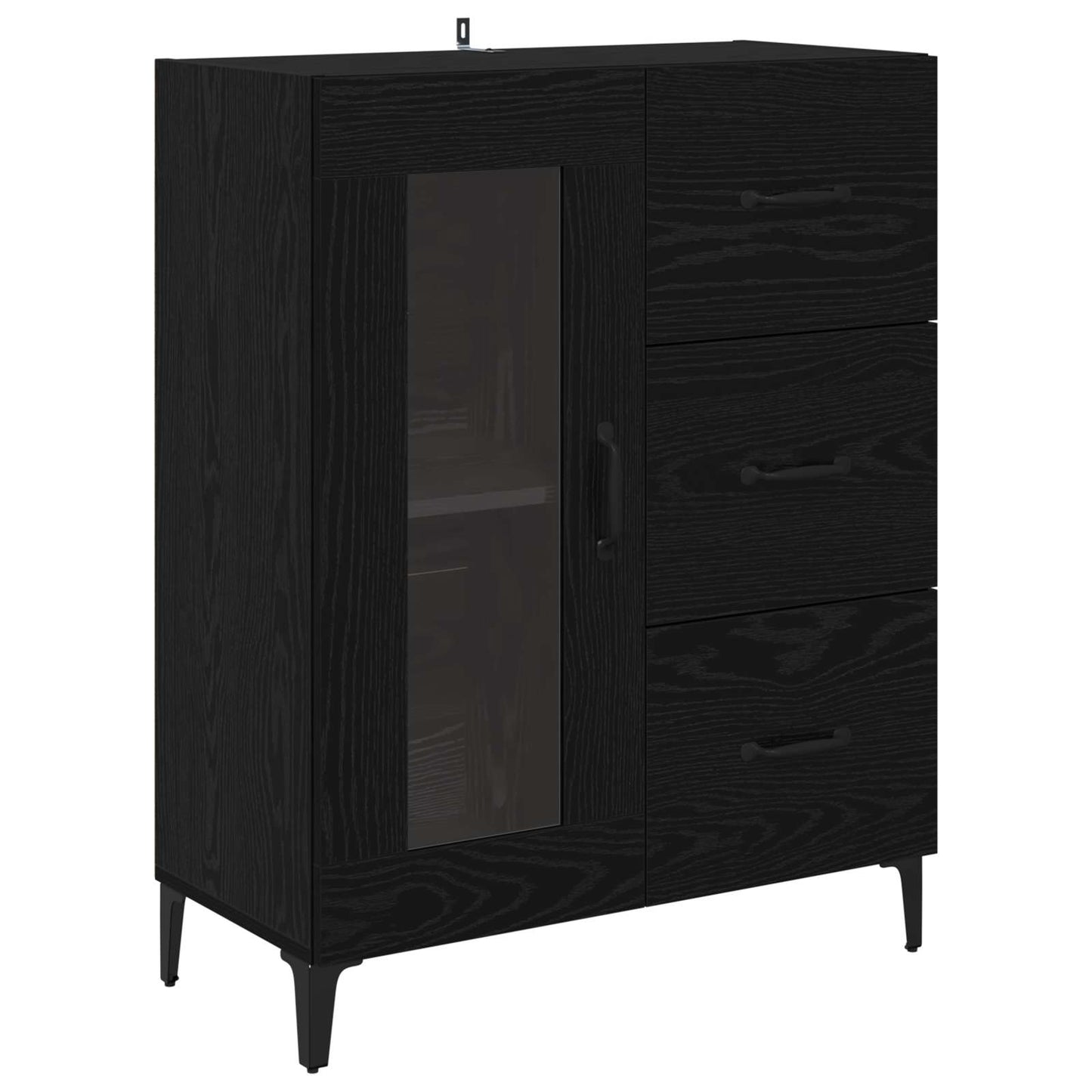 Credenza Rovere Nero 69,5 x 34 x 180 cm Legno multistrato