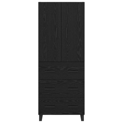 Credenza 2 pcs Rovere Nero Legno Stratificato e Vetro