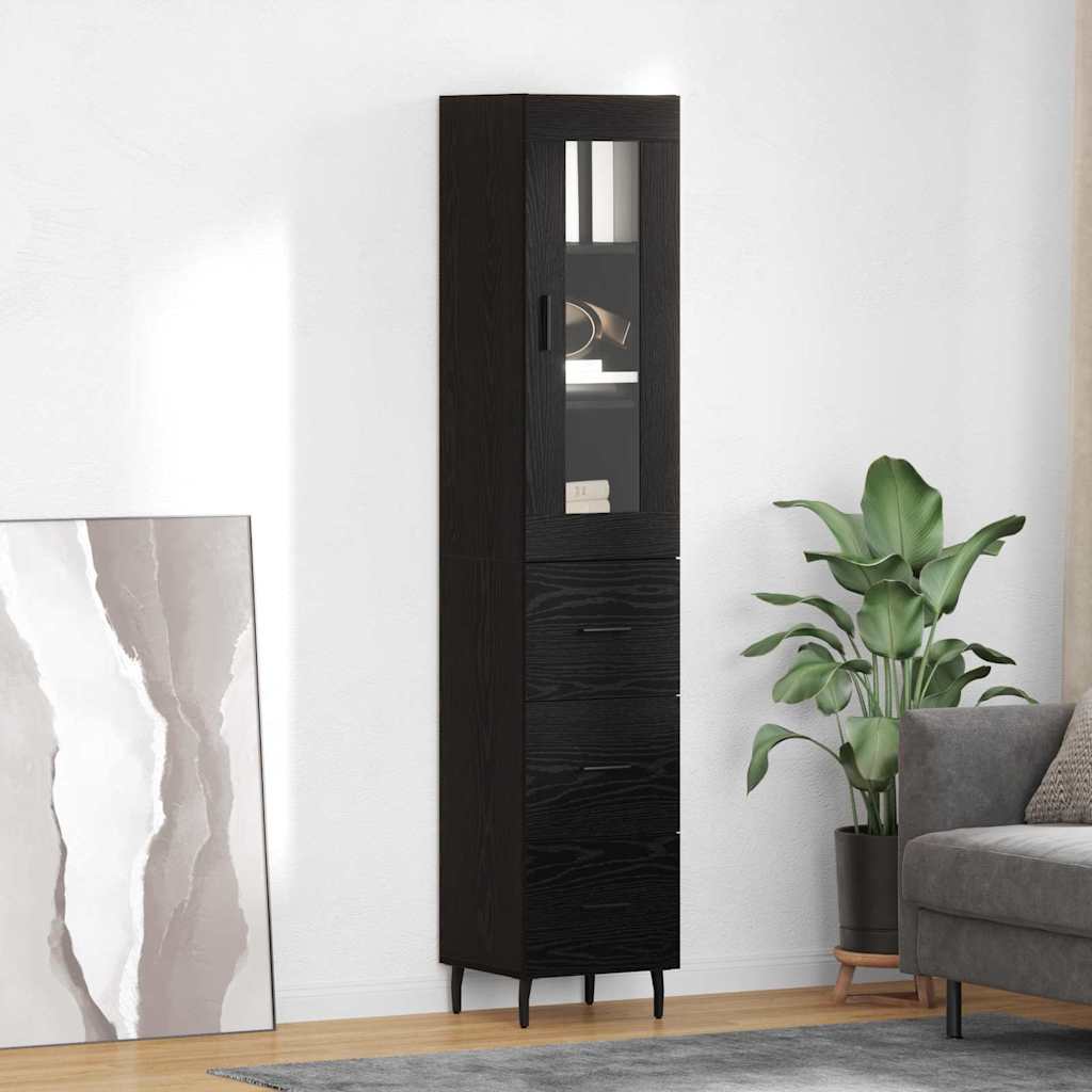 Credenza Rovere Nero 34,5 x 34 x 180 cm Legno multistrato