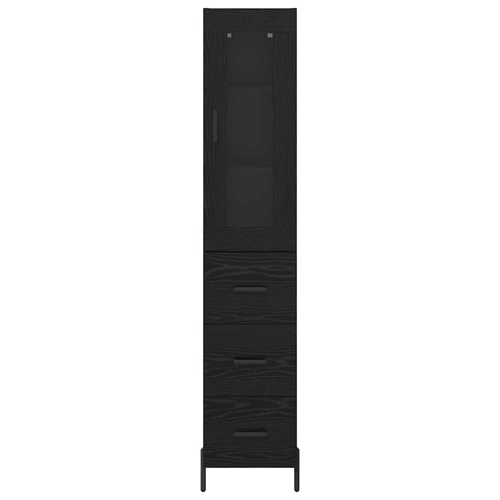 Credenza Rovere Nero 34,5 x 34 x 180 cm Legno multistrato