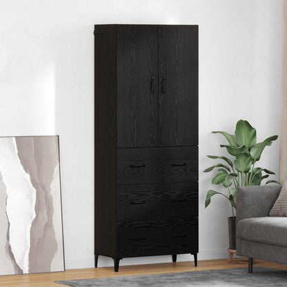Credenza Rovere Nero 69,5 x 34 x 180 cm Legno multistrato