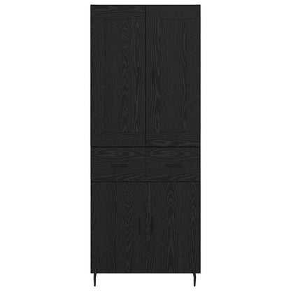 Credenza 2 pcs Rovere Nero Legno Stratificato e Vetro