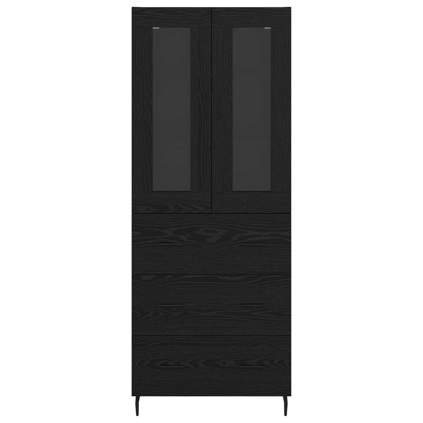 Credenza 2 pcs Rovere Nero Legno Stratificato e Vetro
