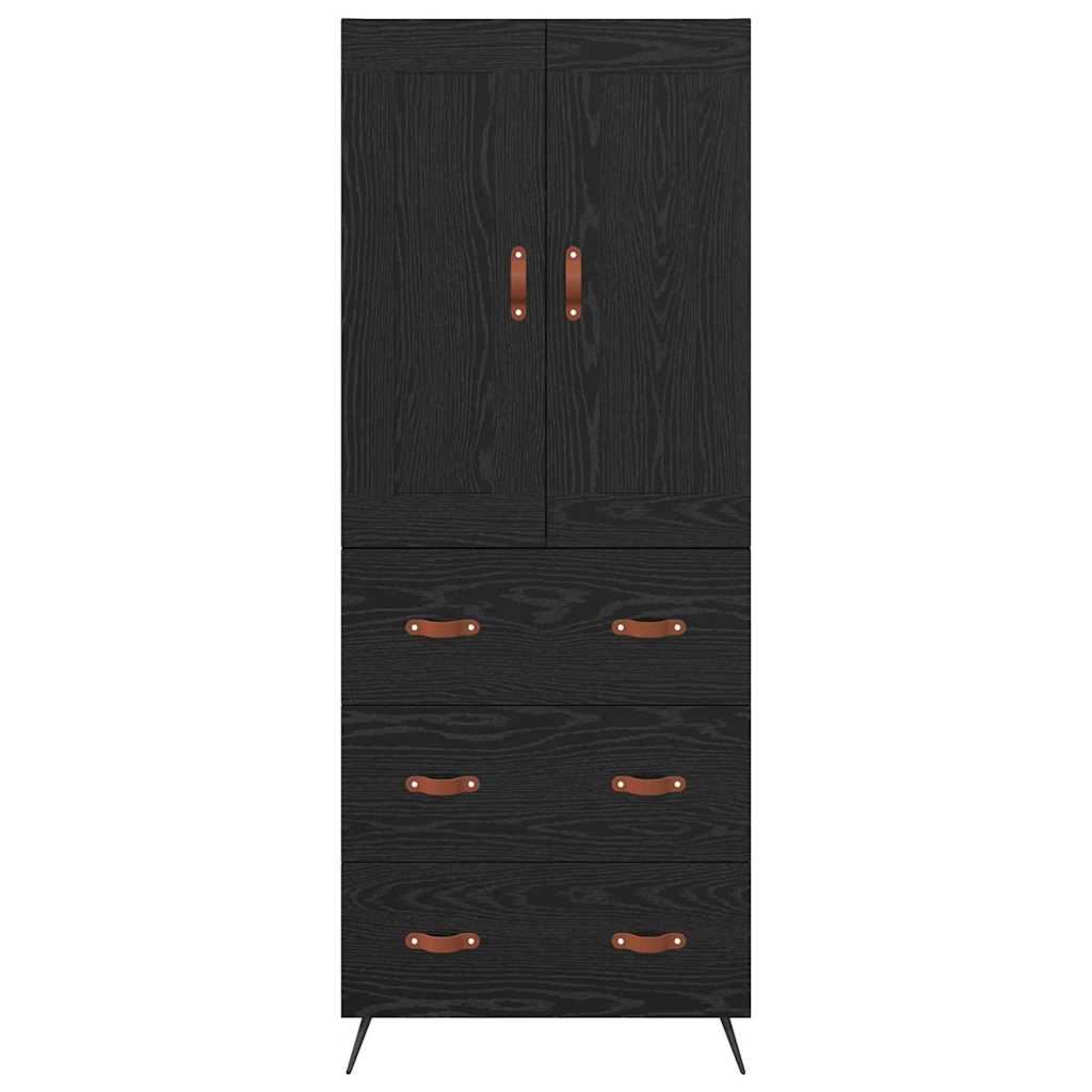 Credenza Rovere Nero 69,5 x 34 x 180 cm Legno multistrato