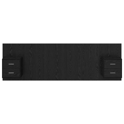 Testata con Comodino 3 pcs Rovere Nero Legno multistrato