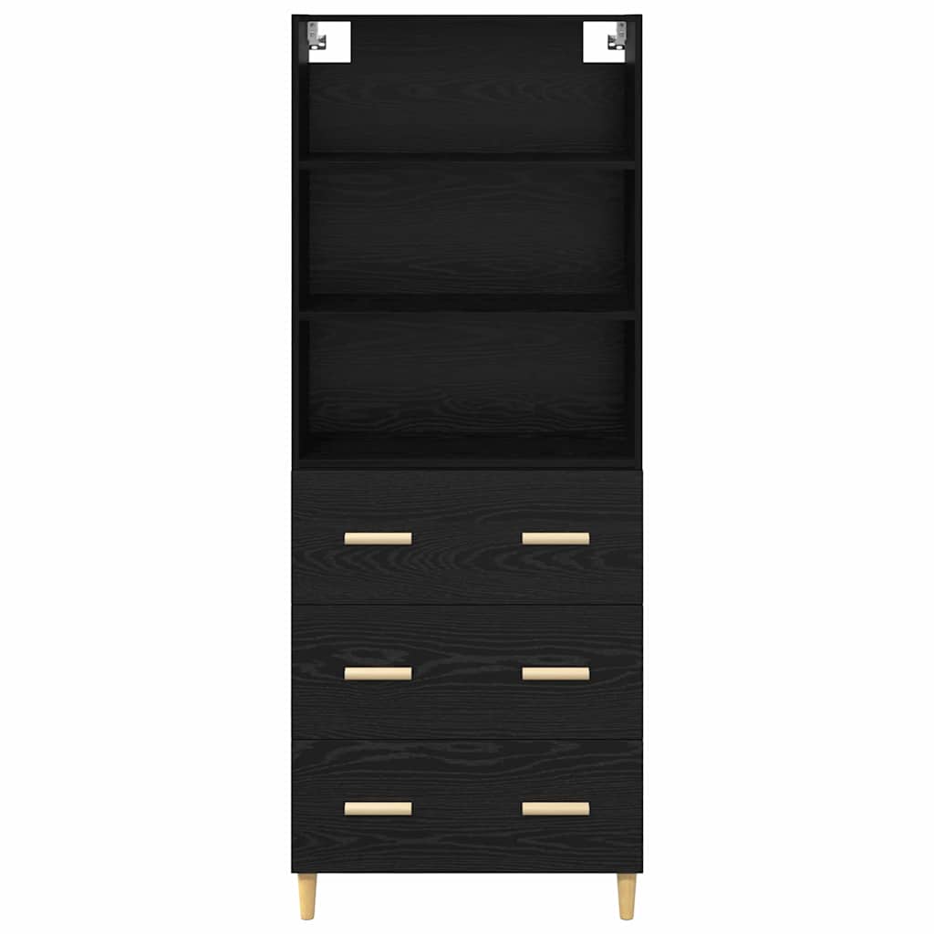 Credenza Rovere Nero 69,5 x 34 x 180 cm Legno multistrato
