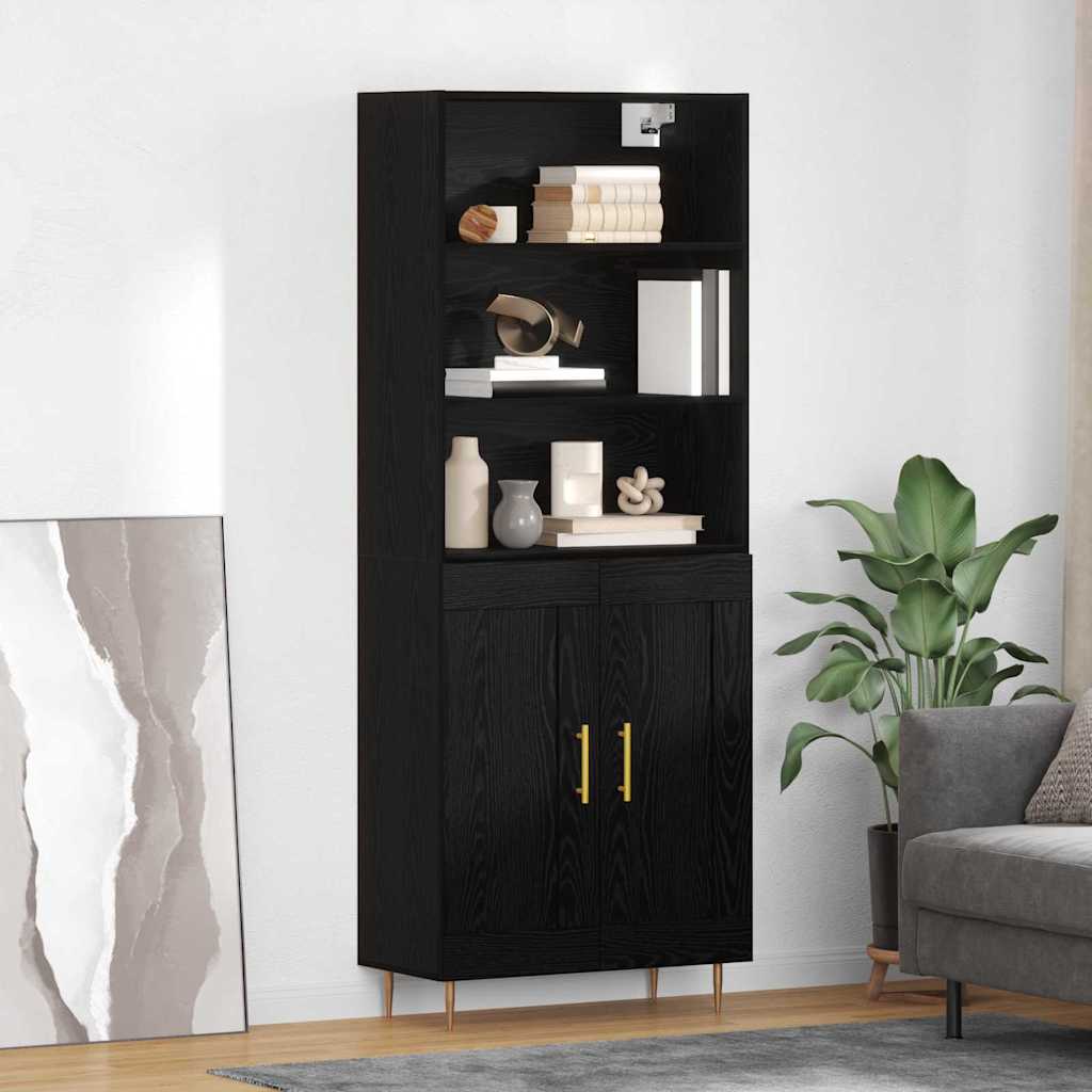 Credenza Rovere Nero 69,5 x 34 x 180 cm Legno multistrato