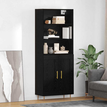 Credenza Rovere Nero 69,5 x 34 x 180 cm Legno multistrato
