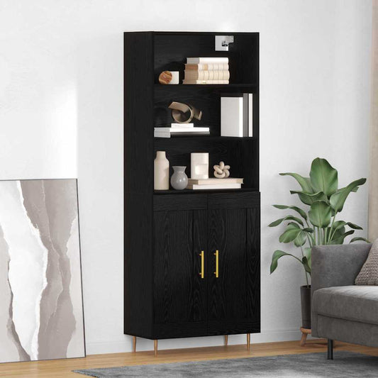 Credenza Rovere Nero 69,5 x 34 x 180 cm Legno multistrato