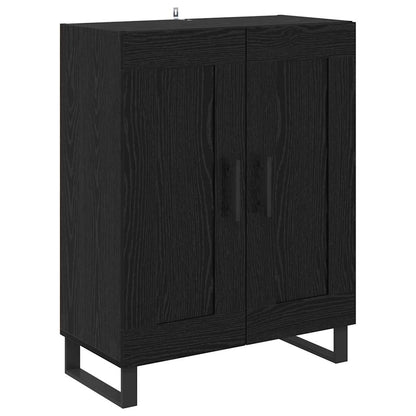Credenza 2 pcs Rovere Nero Legno Stratificato e Vetro