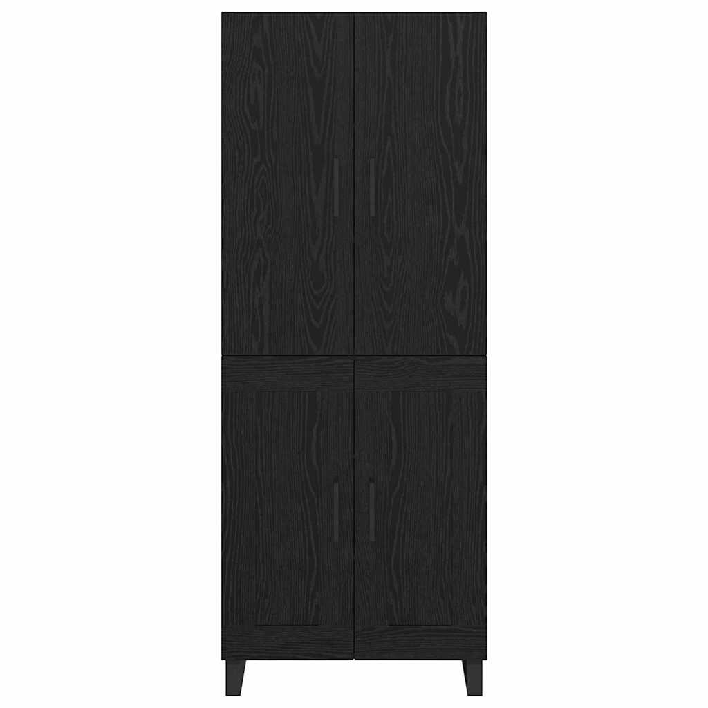 Credenza 2 pcs Rovere Nero Legno Stratificato e Vetro