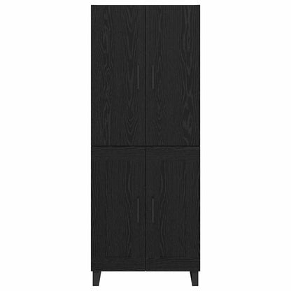 Credenza 2 pcs Rovere Nero Legno Stratificato e Vetro