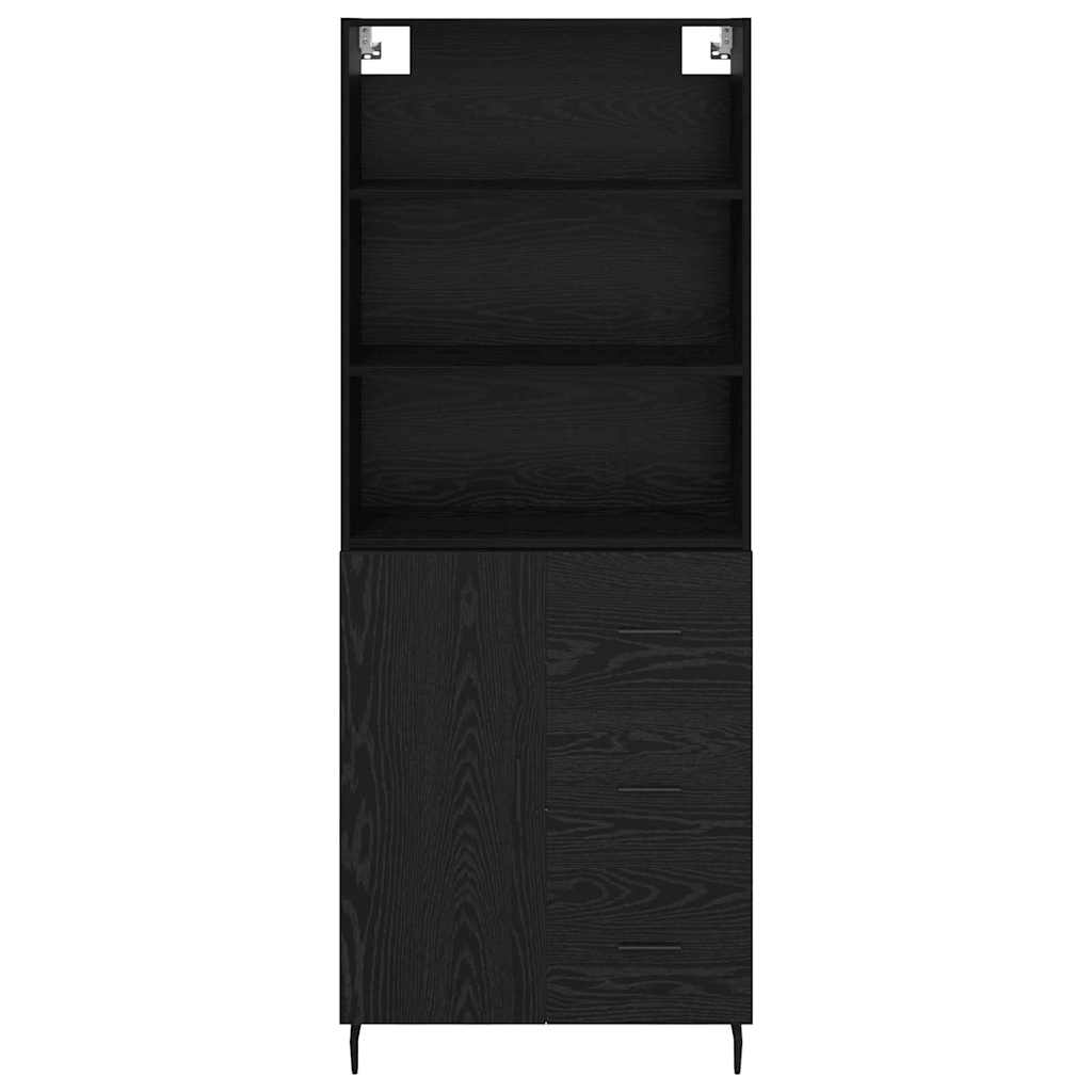 Credenza con cassetto Rovere Nero 69,5 x 34 x 180 cm