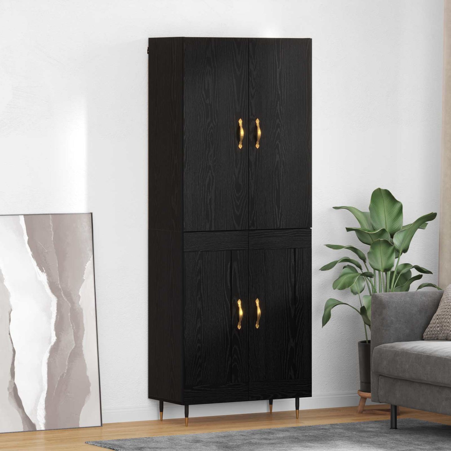 Credenza Rovere Nero 69,5 x 34 x 180 cm Legno multistrato