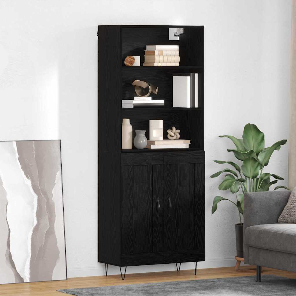 Credenza Rovere Nero 69,5 x 34 x 180 cm Legno multistrato