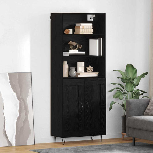Credenza Rovere Nero 69,5 x 34 x 180 cm Legno multistrato