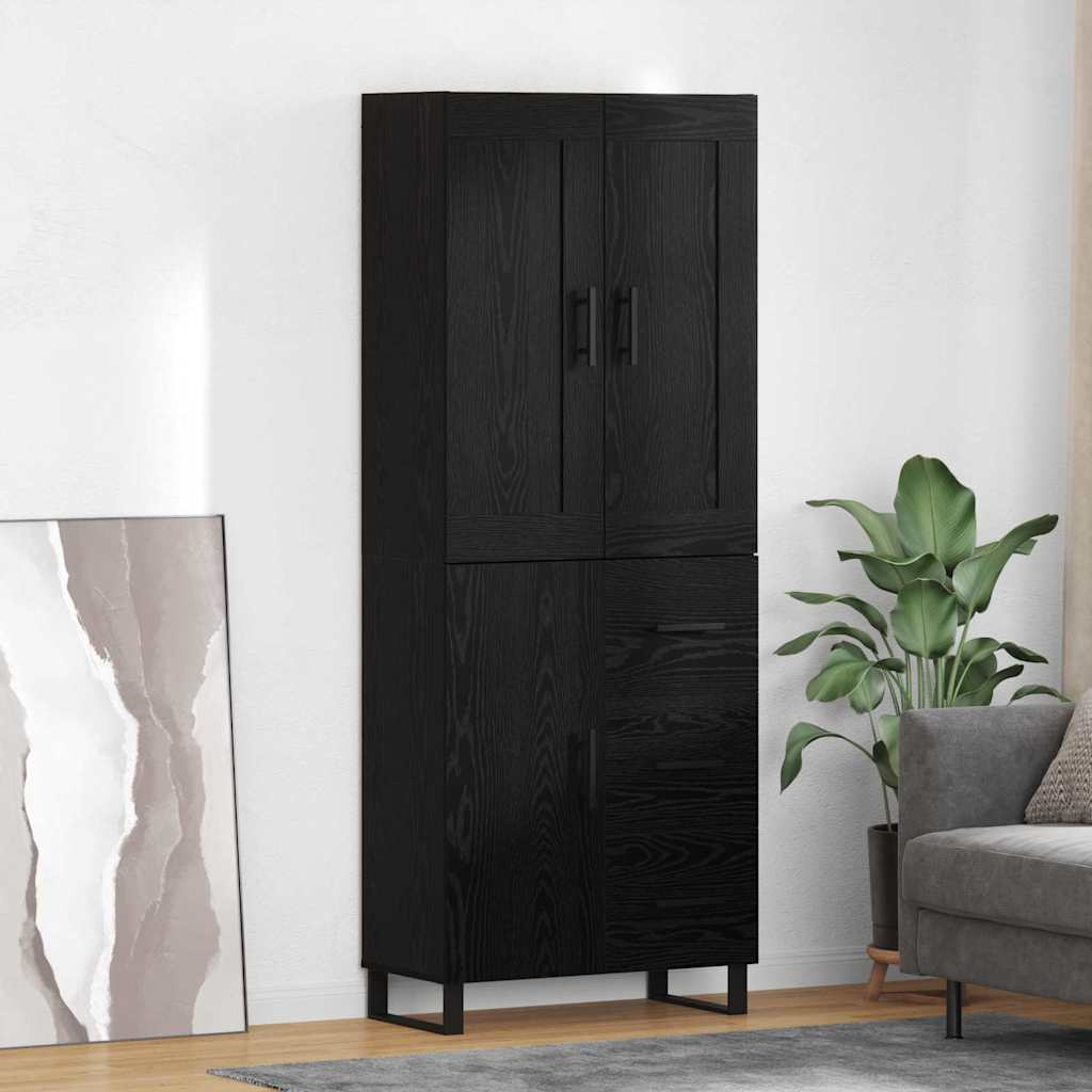 Credenza Rovere Nero 69,5 x 34 x 180 cm Legno multistrato