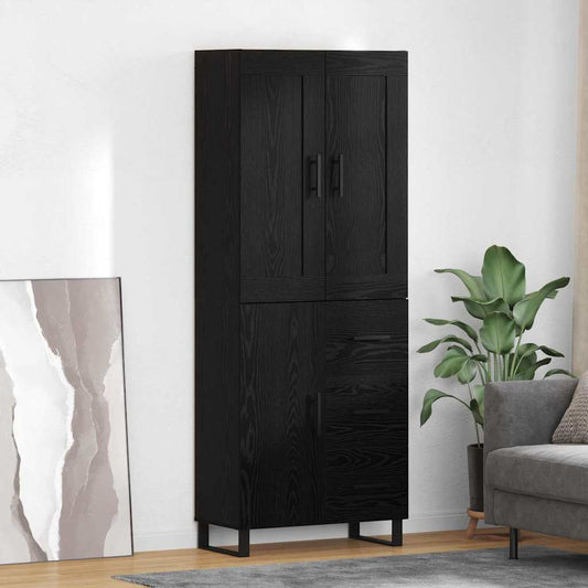 Credenza Rovere Nero 69,5 x 34 x 180 cm Legno multistrato