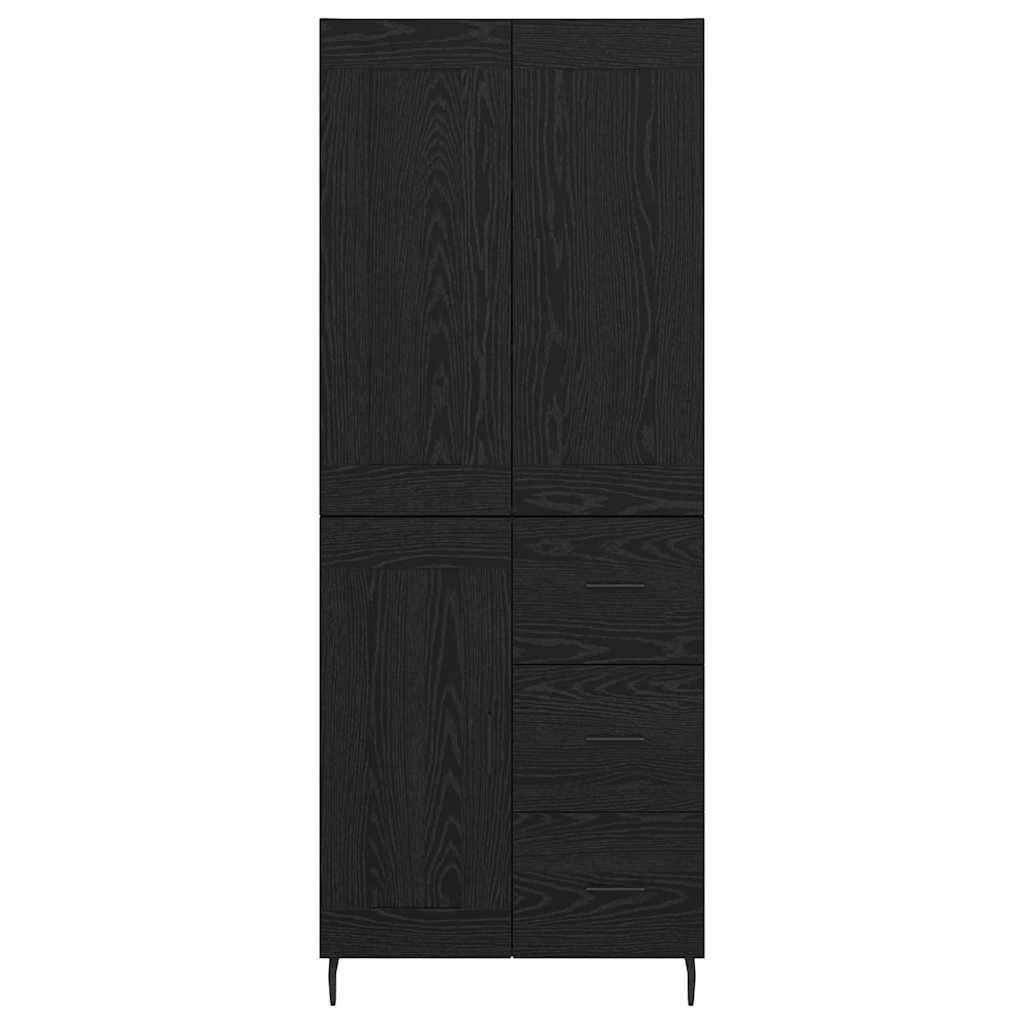 Credenza 2 pcs Rovere Nero Legno Stratificato e Vetro
