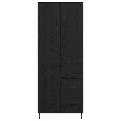 Credenza 2 pcs Rovere Nero Legno Stratificato e Vetro