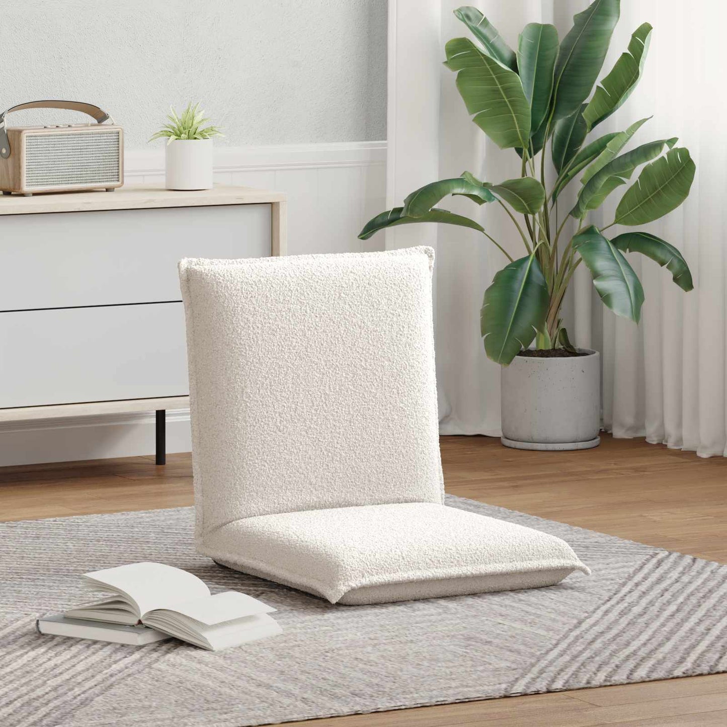 Sedia a pavimento regolabile Crema Tessuto in Lana di Pecora | homemem39