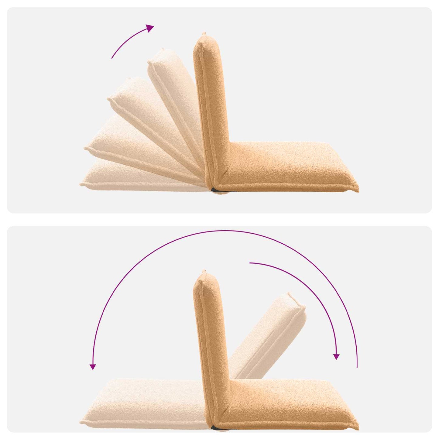 Sedia a pavimento regolabile Beige Tessuto in Lana di Pecora | homemem39