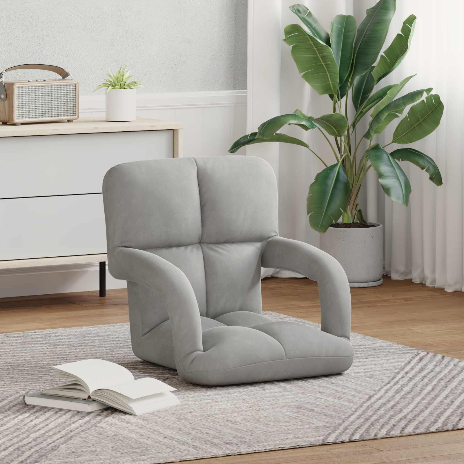 Sedia a pavimento regolabile Grigio Chiaro Velluto | homemem39
