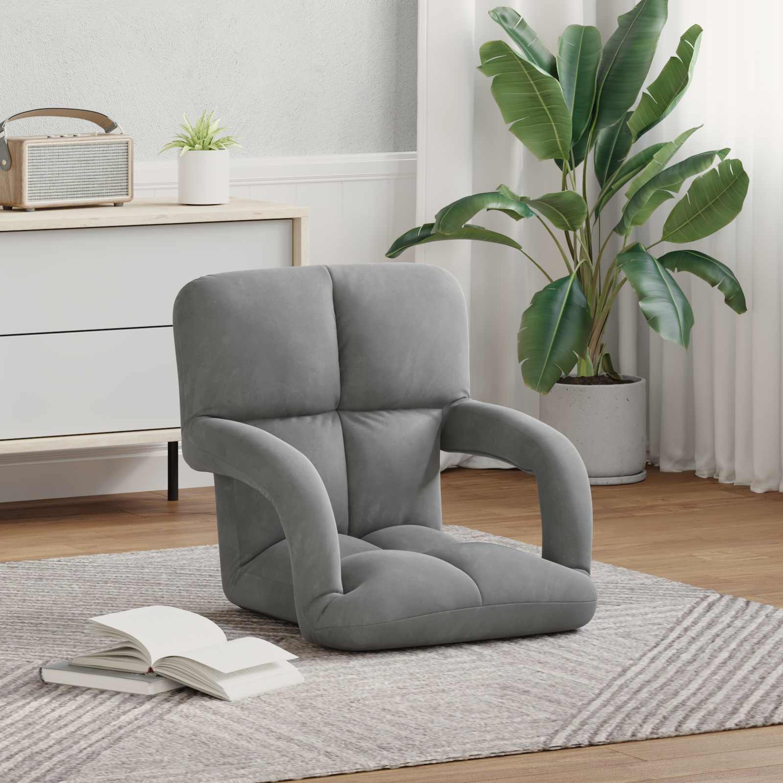 Sedia a pavimento regolabile Grigio Scuro Velluto | homemem39