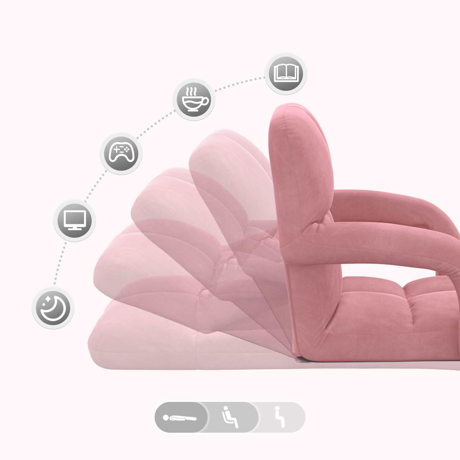 Sedia a pavimento regolabile Rosa Velluto | homemem39