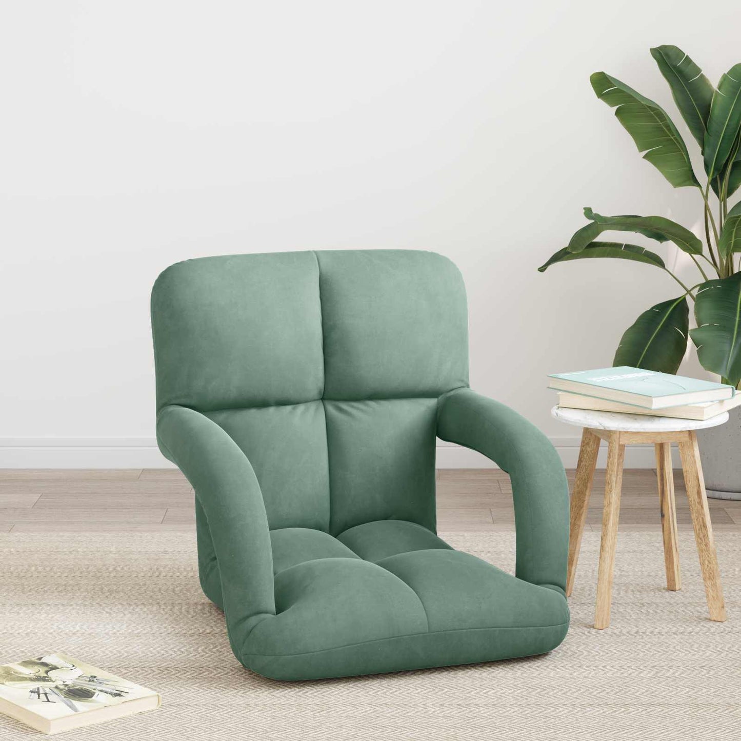Sedia a pavimento regolabile Verde Mare Velluto