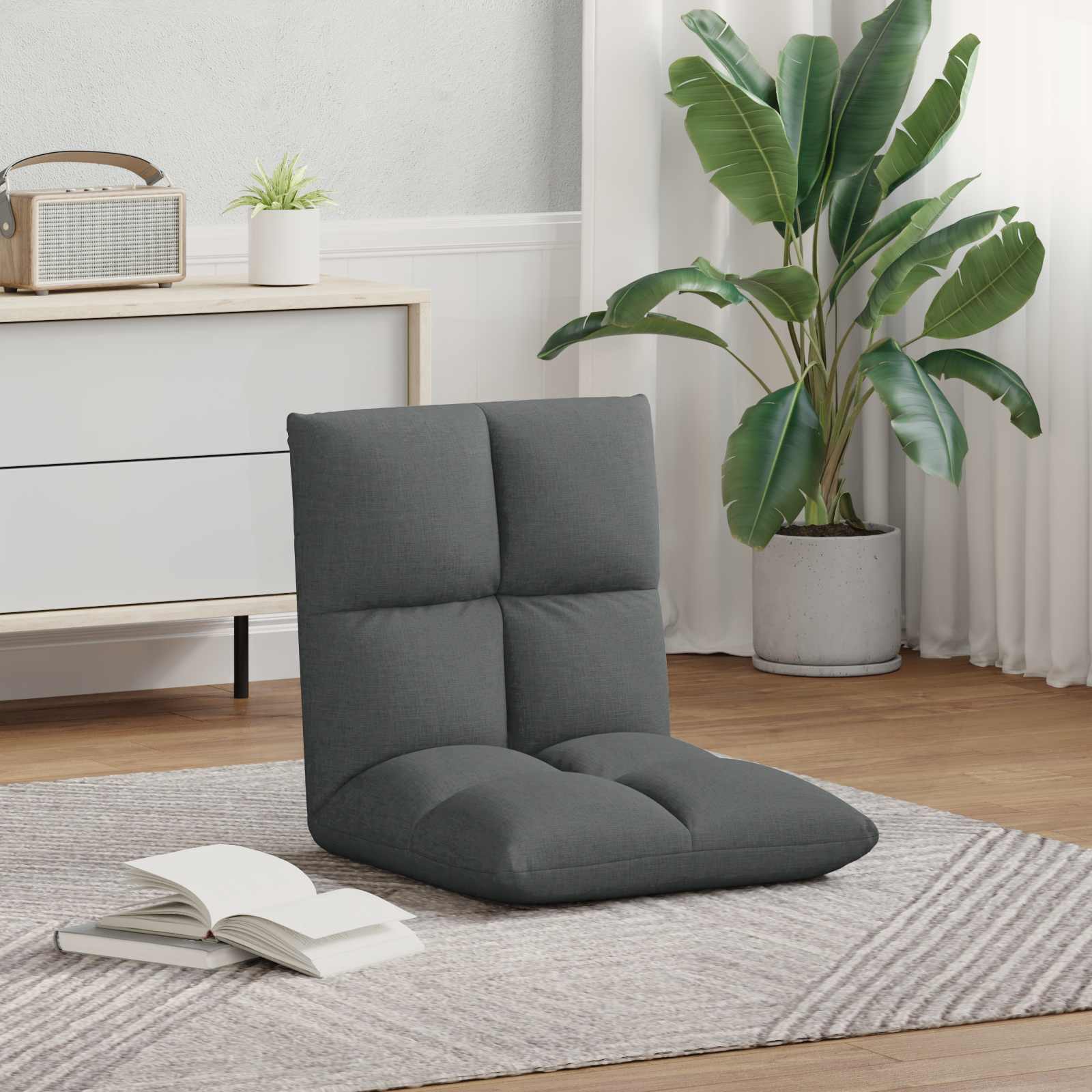 Sedia a pavimento regolabile Grigio Scuro Tessuto | homemem39