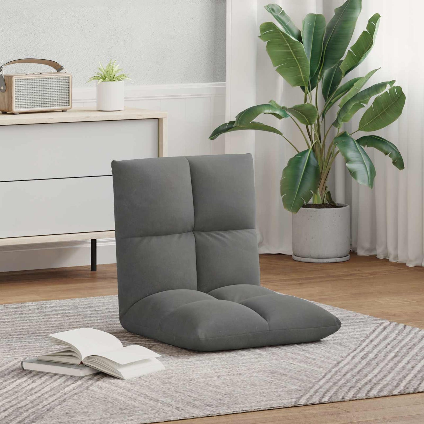 Sedia a pavimento regolabile Grigio Scuro Velluto | homemem39