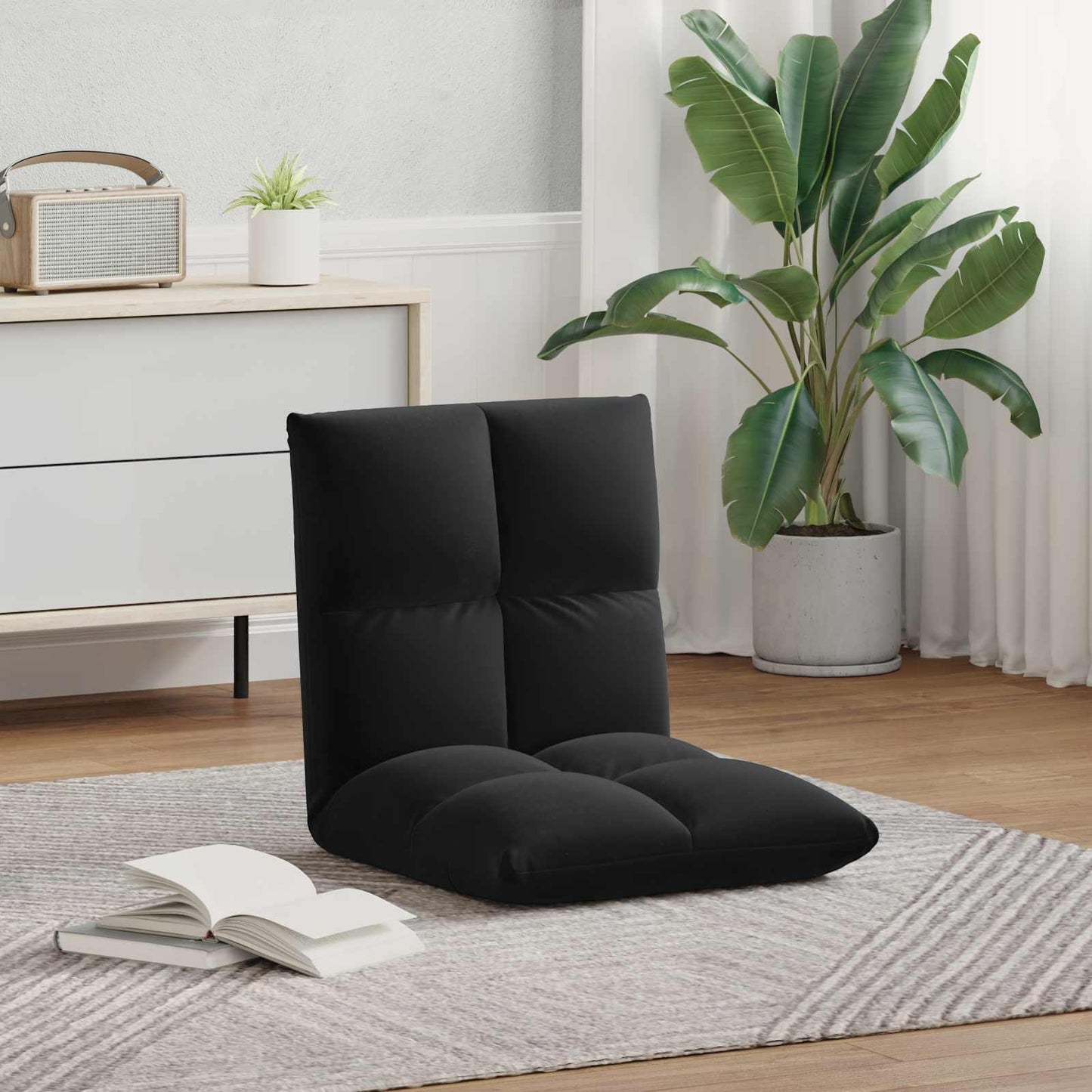 Sedia a pavimento regolabile Nero Velluto | homemem39