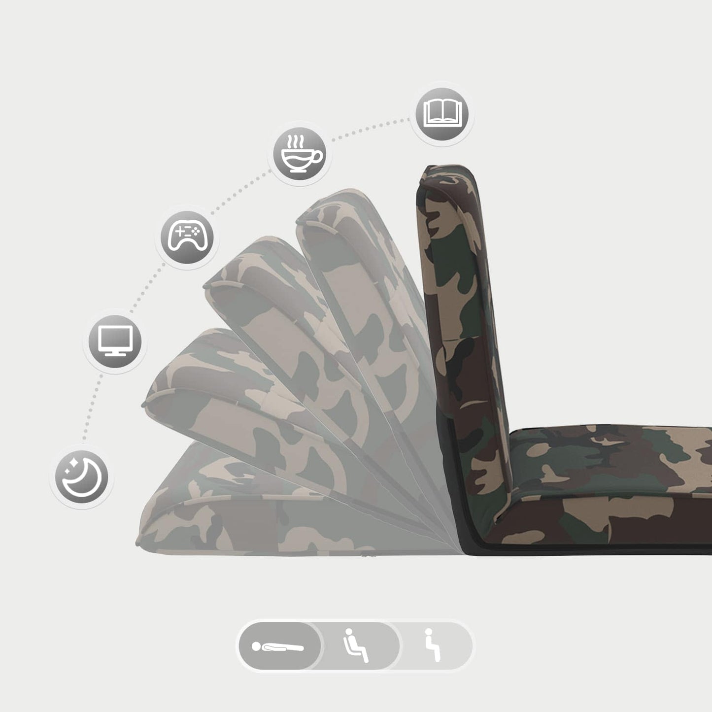 Sedia a pavimento regolabile Verde militare Tessuto | homemem39